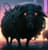 Cyberpunk sheep with glowing red eyes